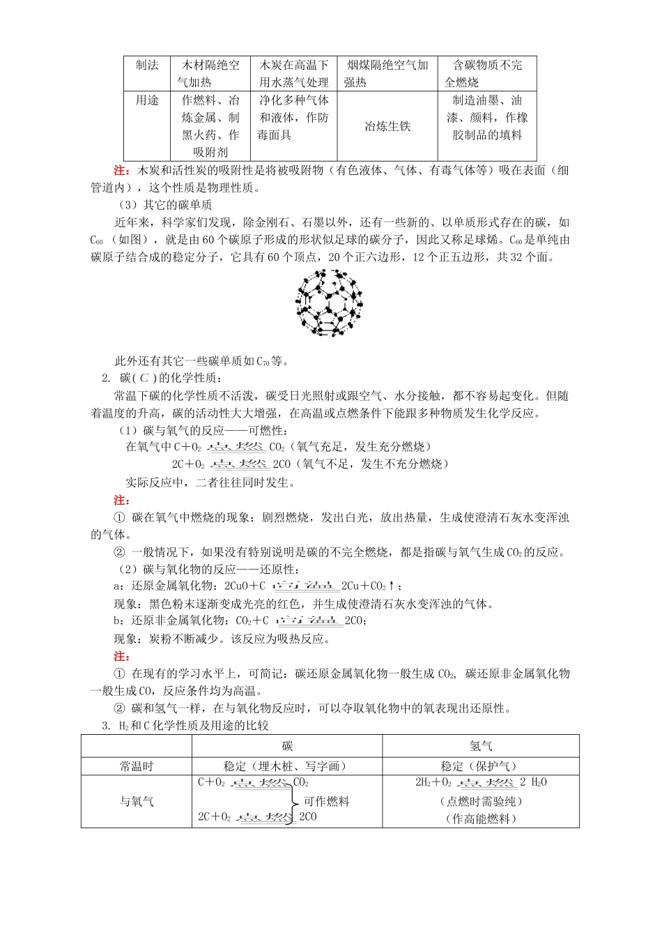 九年级化学第七章碳知识精讲 人教四年制版试卷_第2页