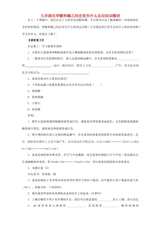 九年级化学酸和碱之间会发生什么反应知识精讲试卷