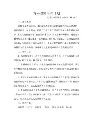 杨庆青年教师培训计划