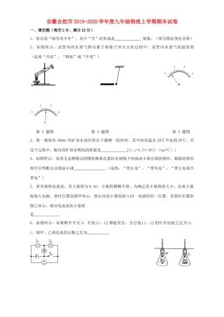 安徽合肥市九年级物理上学期期末试卷
