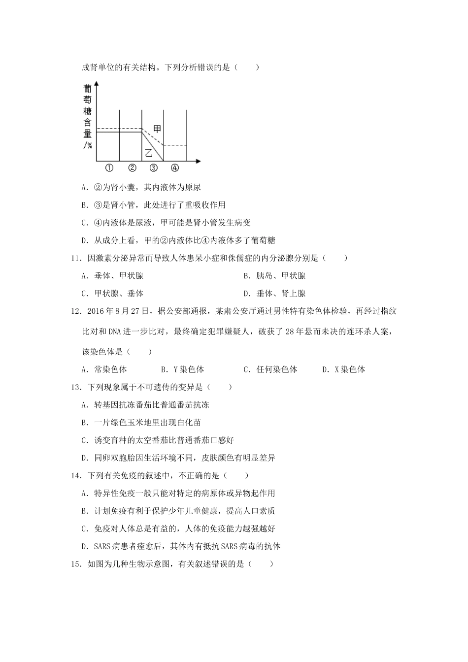 山东省菏泽市曹县中考生物二模试卷试卷_第3页