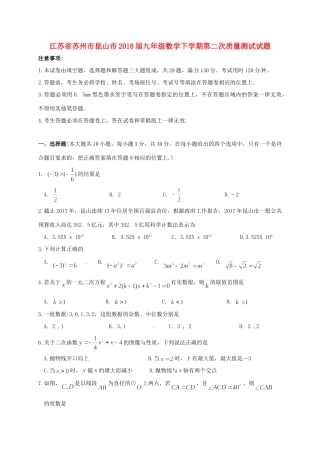 九年级数学下学期第二次质量测试试卷试卷