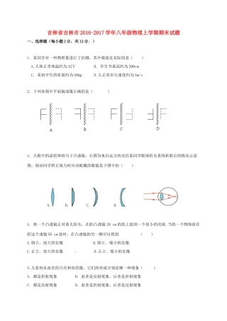 吉林省吉林市 八年级物理上学期期末试卷