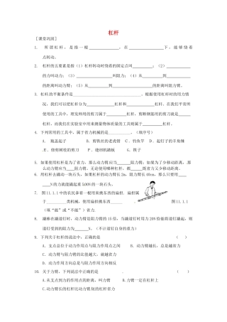 九年级物理上册 111 杠杆课时作业 苏科版试卷