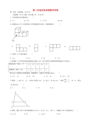 九年级数学第二次适应性训练试卷试卷