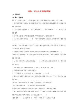 九年级历史总复习 主题8 社会主义道路的探索 中华书局版试卷