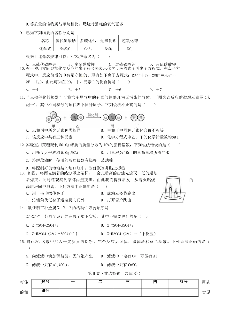 化学学生素养展示大赛试题(无答案) 试题_第2页