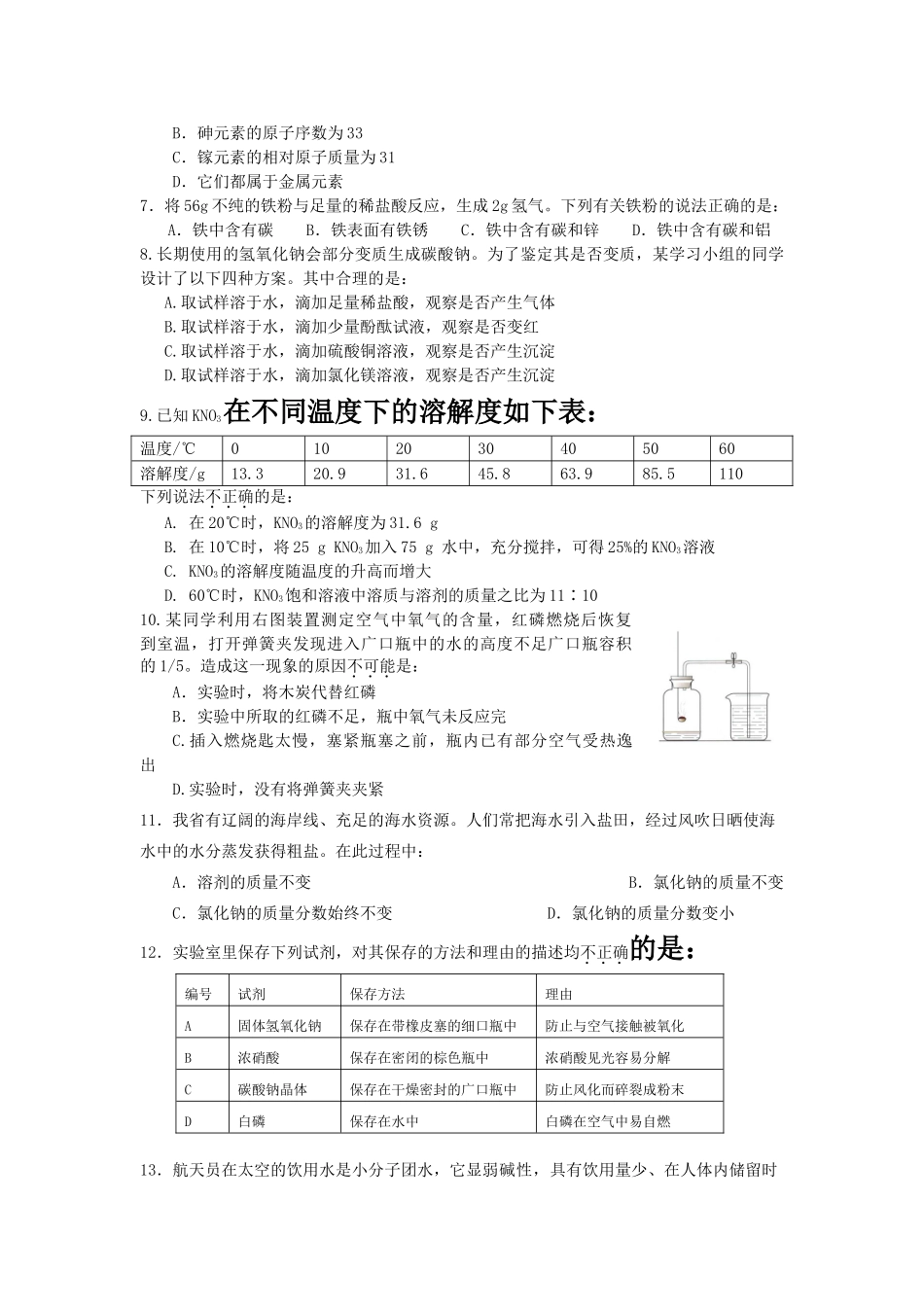 初中化学竞赛初赛试题 试题_第2页