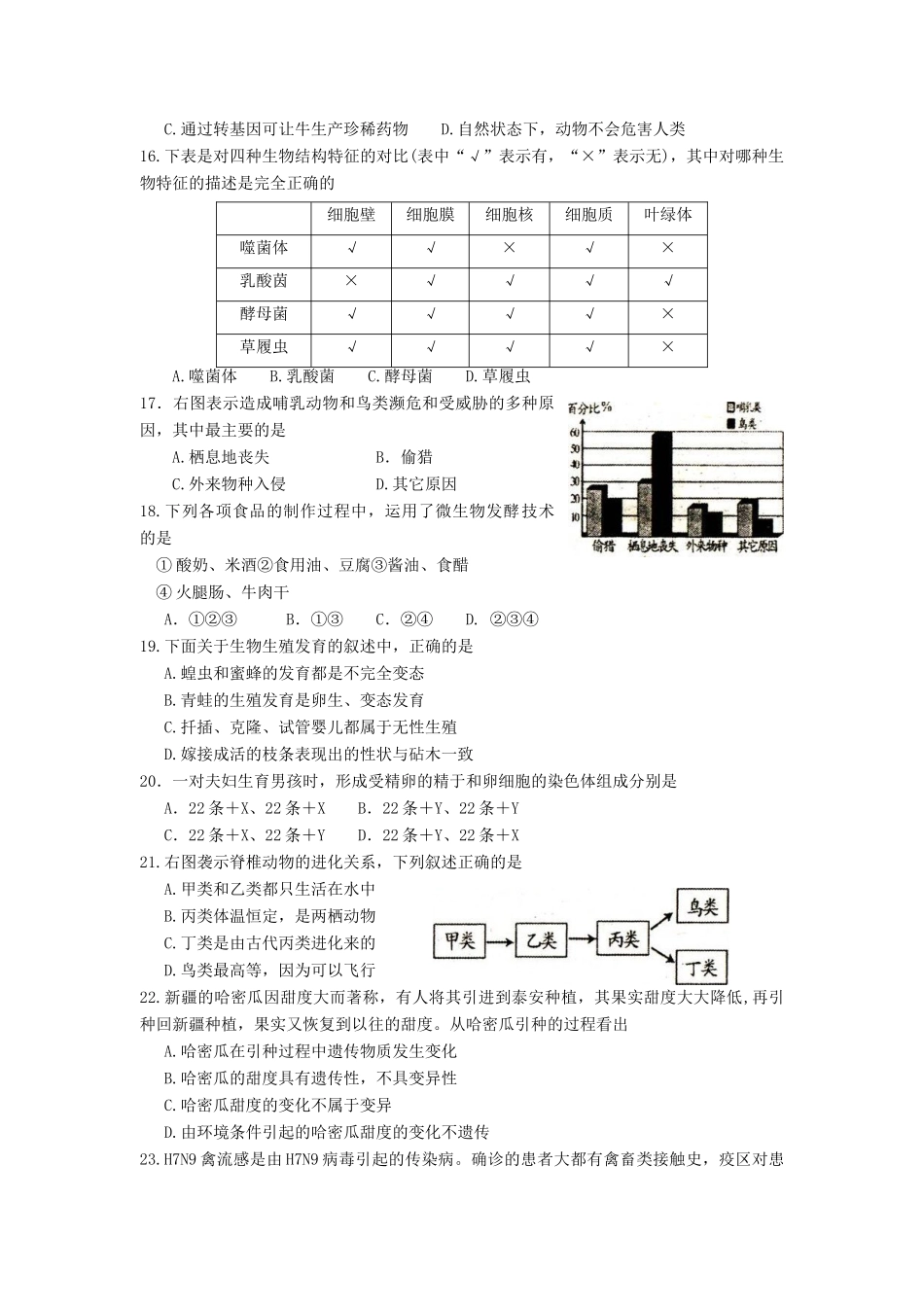 山东省泰安市中考生物真题试卷_第3页