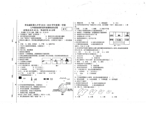 山东省青岛市城阳区七年级地理上学期月考试卷(pdf)试卷