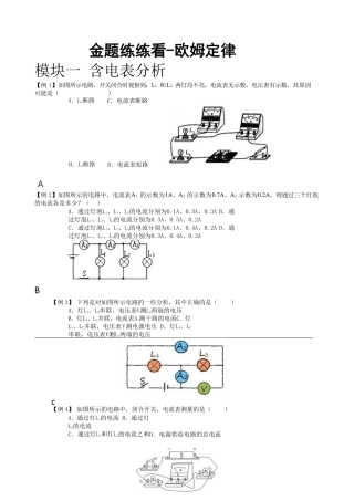 中考物理一轮复习 金题练练看2 欧姆定律(pdf)试卷