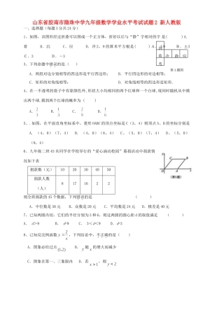 九年级数学学业水平考试试卷2(答案不全) 新人教版试卷