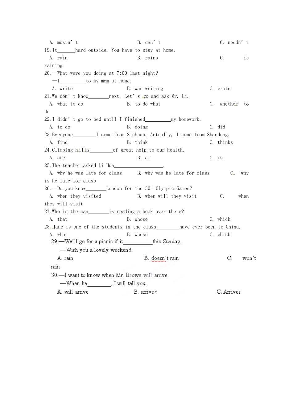 中考英语(单项选择)专项复习(2) 人教新目标版试卷_第2页