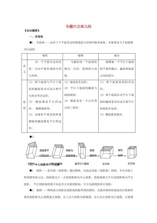 山东省烟台市芝罘区高考数学 知识点总结 专题6 立体几何 新人教A版试卷