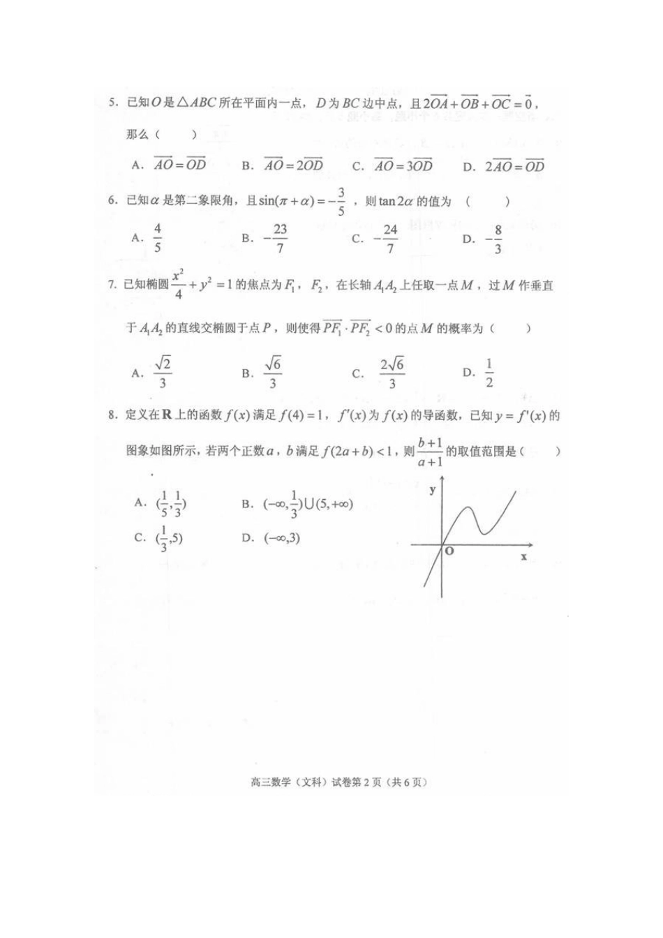 北京市石景山区高三数学统一测试 文试卷_第2页
