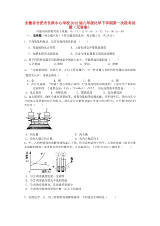 九年级化学下学期第一次段考试卷试卷
