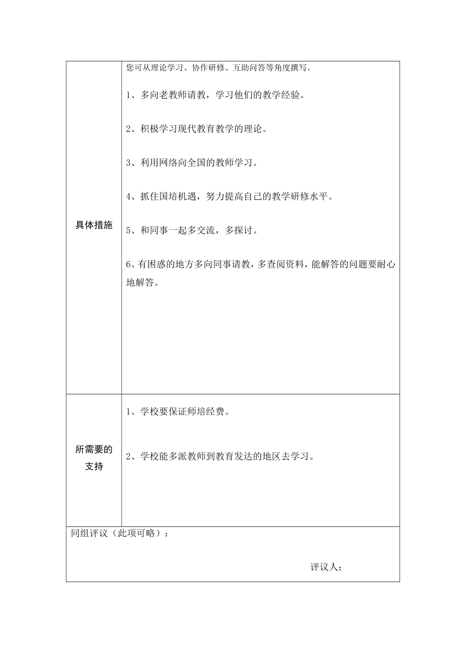 zhaoliang教师个人本项目研修计划参考表单_第2页