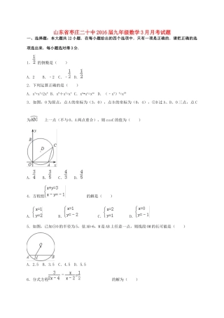 九年级数学3月月考试卷(含解析)试卷