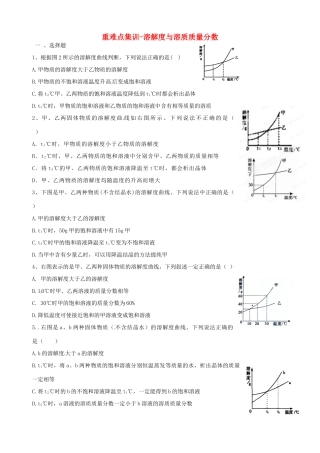 九年级化学下册 溶解度与溶质质量分数重难点集训 (新版)新人教版试卷