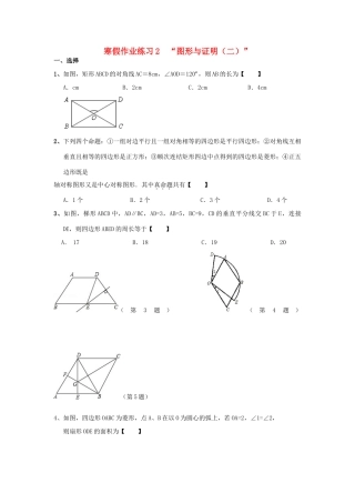 九年级数学寒假作业试卷(2) 新人教版试卷