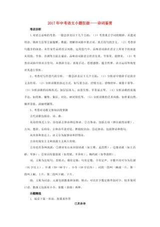 中考语文小题狂做 诗词鉴赏试卷