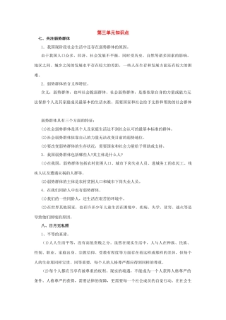 九年级政治：第三单元(同在阳光下)知识点(教科版)试卷