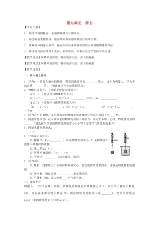 中考物理复习 第九单元浮力试卷