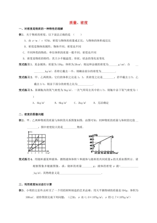 中考物理复习 质量、密度试卷