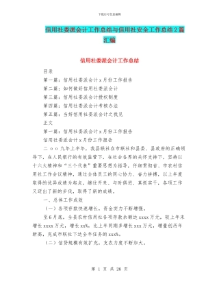信用社委派会计工作总结与信用社安全工作总结2篇汇编