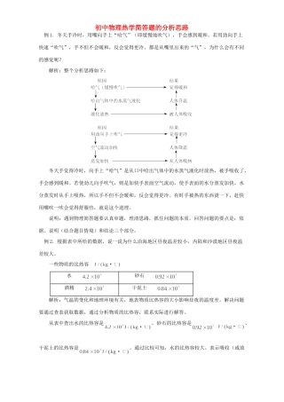 初中物理热学简答题的分析思路 学法指导 不分版本 试题