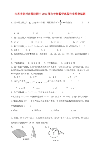 九年级数学寒假作业检查试卷