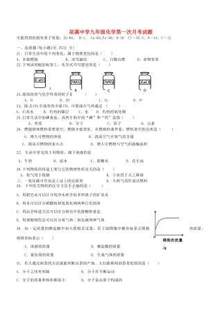 九年级化学下学期第一次月考试卷(答案不全)试卷