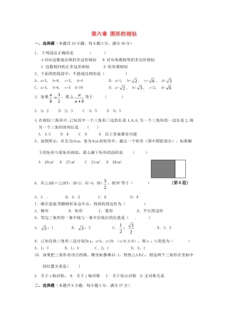 九年级数学下册 第6章 图形的相似单元综合测试2(新版)苏科版试卷