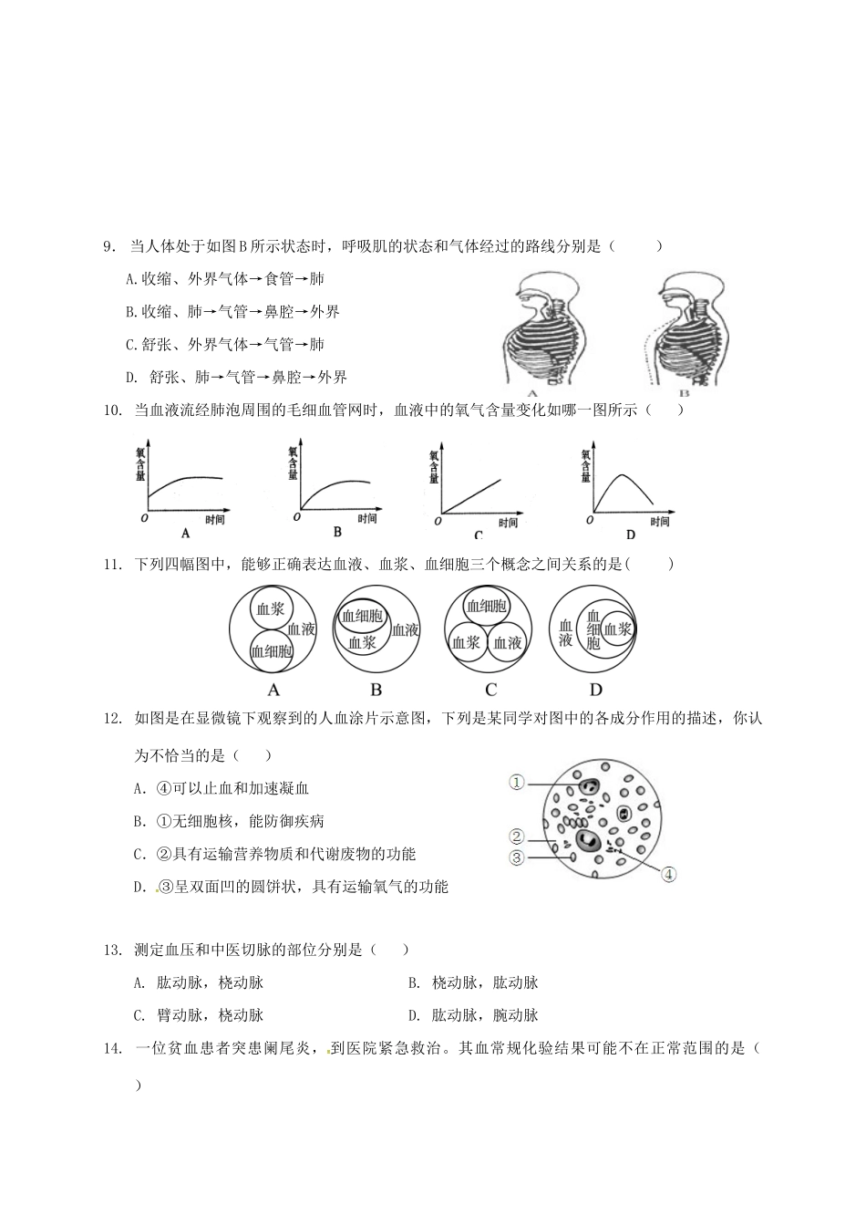 山东省济南市历城区七年级生物下学期期中试卷 新人教版试卷_第2页