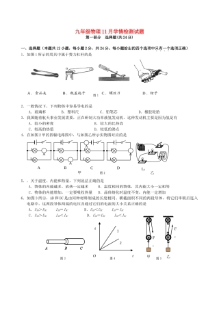 九年级物理11月学情检测试卷试卷