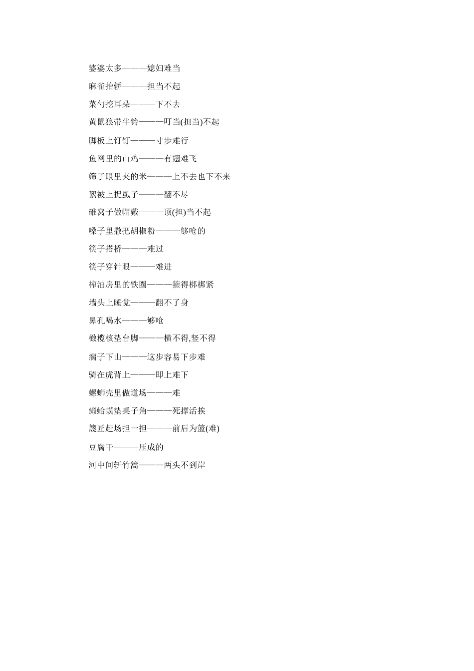 初中语文歇后语大全：有关艰难的歇后语 试题_第3页
