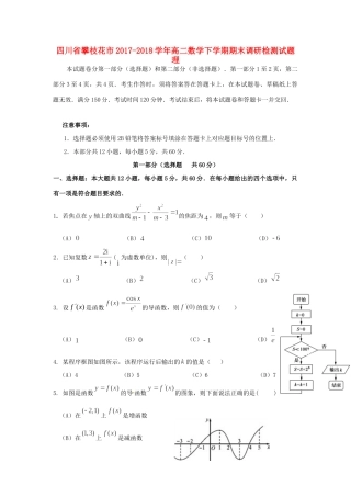四川省攀枝花市 高二数学下学期期末调研检测试卷 理试卷
