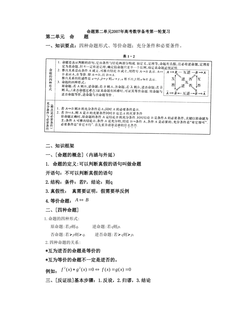 命题第二单元高考数学备考第一轮复习试卷_第1页