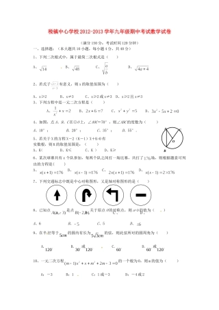 安徽省太和县税镇九年级数学上学期期中试卷 新人教版试卷