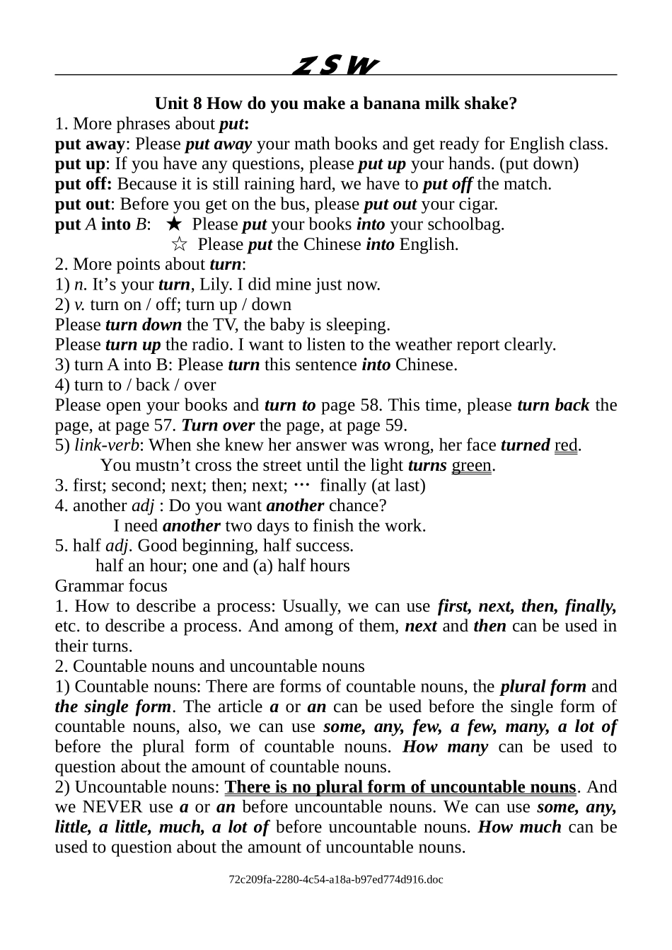 Unit8Howdoyoumakeabananamilkshake_第1页