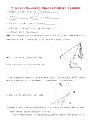 九年级数学(解直角三角形)基础复习 人教新课标版试卷