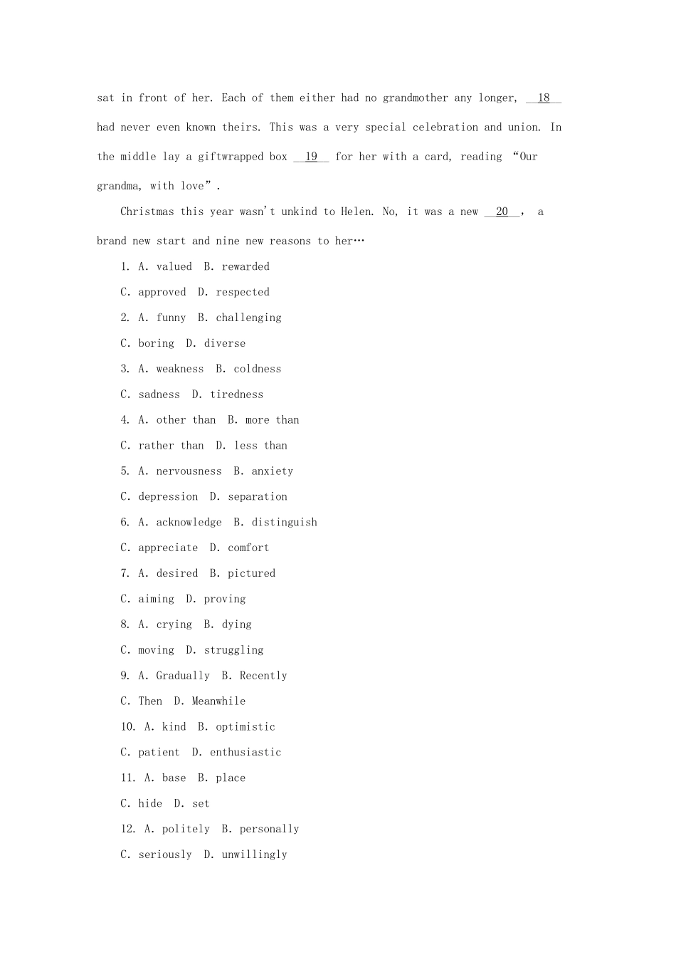 山东省青岛市高考英语二轮复习 完形填空选练(1)试卷_第2页