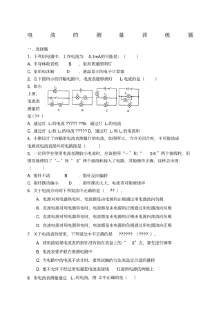 九年级物理电流的测量练习题