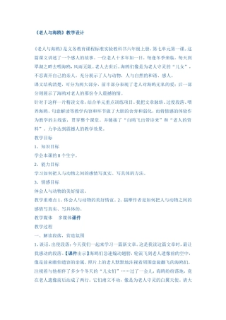 《老人与海鸥》教学设计3
