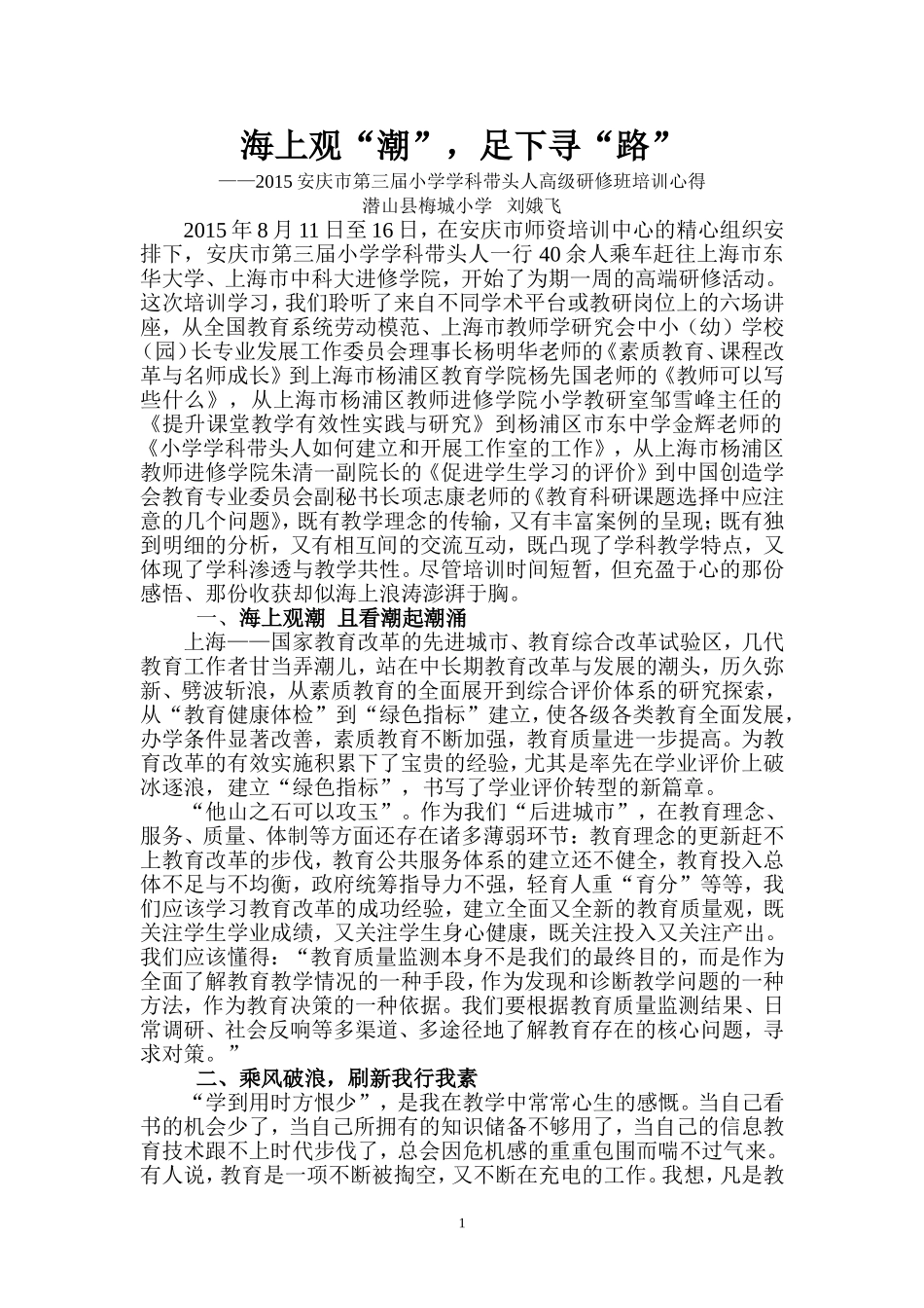 “海”上观潮-足下寻“路”_第1页