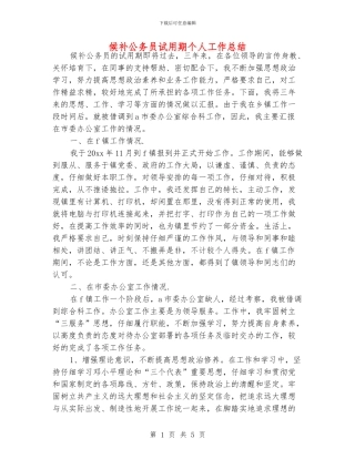 候补公务员试用期个人工作总结