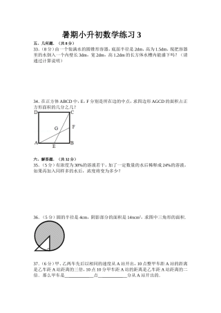 暑期小升初数学练习3