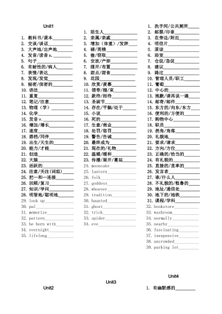 九年级单词默写