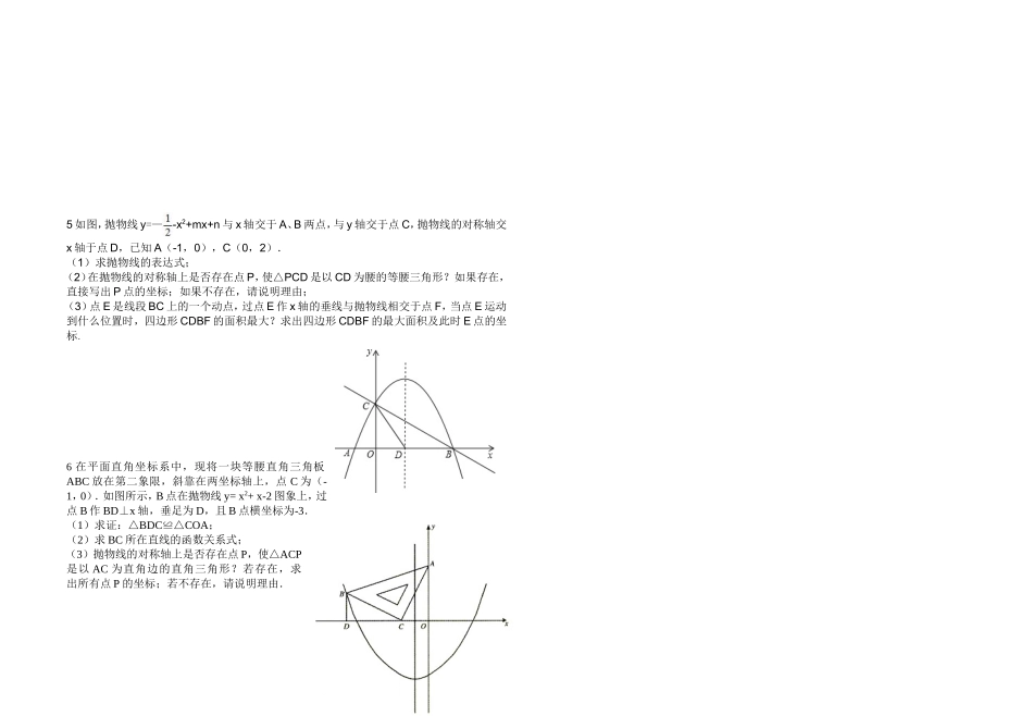 九年级数学中考压轴题训练1_第2页