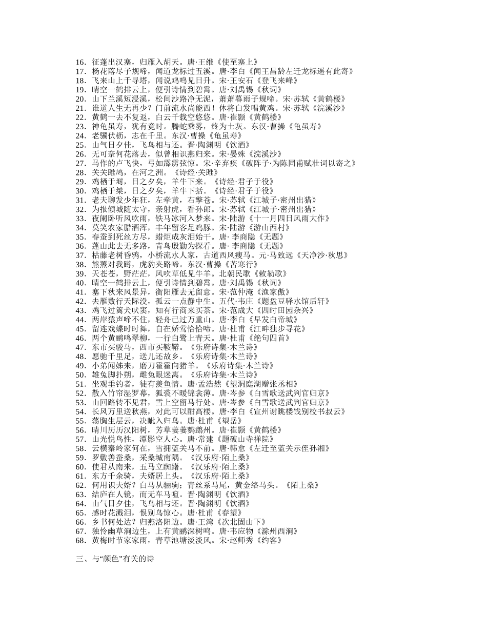初中阶段各册诗句分类汇总_第2页
